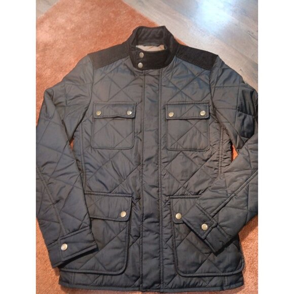 J. Crew Quilted Barn Jacket Color Black Corduroy Collar  Lots Of Pockets ‎ XS - Picture 1 of 11